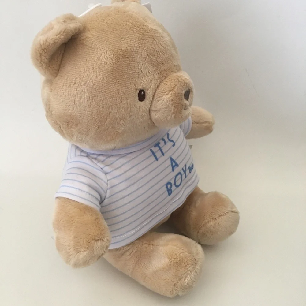Plush Bear Baby Gift - Beige Bear with Blue “It's A Boy' Shirt” NEW | Little Me